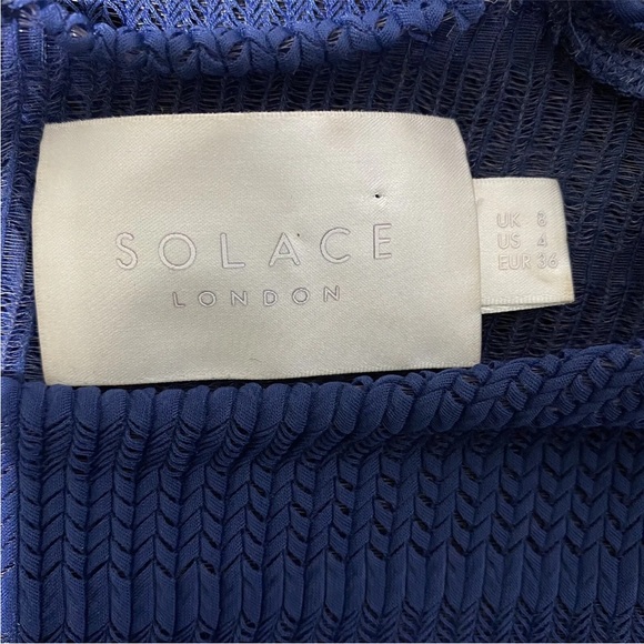 Solace London Dress Navy Blue Maxi Long Semi Sheer Party Xmas Size 8 Bodycon - Picture 9 of 14